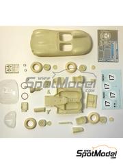 Profil24: Car scale model kit 1/24 scale - Jaguar D Type Los Amigos Team #17 - Jean Lucas (FR) + Jean-Marie 'Mary' Brousselet (FR) - 24 Hours Le Mans 1957 - photo-etched parts, resin parts, vacuum formed parts, water slide decals, assembly instructions and painting instructions