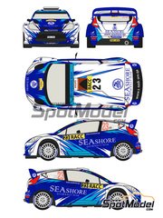 Racing Decals 43: Decals 1/24 scale - Ford Fiesta WRC sponsored by Seashore #23 - Abdulaziz Al-Kuwari (QA) + Killian Duffy (IE) - Catalunya Costa Dorada RACC Rally 2013 - for Belkits reference BEL-003