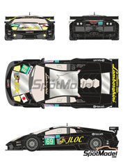 Racing Decals 43: Marking / livery 1/24 scale - Lamborghini Murcielago LP670 R-SV sponsored by JLOC #69 - Atsushi Yogo (JP) + Koji Yamanishi (JP) + Hiroyuki Iiri (JP) - 24 Hours Le Mans 2010 - water slide decals - for Aoshima references 007082, AOSH-007082 and 00708