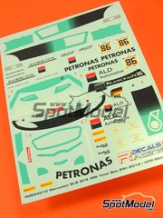 Racing Decals 43: Marking / livery 1/24 scale - Mercedes Benz SLS AMG GT3 sponsored by Petronas #86 - Maximilian Gtz (DE) + Maximilian Buhk (DE) + Jazeman Jaafar (MY) - 24 Hours SPA Francorchamps 2014 - water slide decals and assembly instructions - for Fujimi references FJ125657, RS-46 and FJ12569