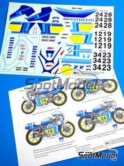 Ragged Edge Designs: Decals 1/12 scale - Yamaha YZR500 sponsored by Gauloises #12, 19, 24, 28, 34, 23 - Raymond Roche (FR), Patrick Pons (FR), Christian Sarron (FR) - World Championship 1979 and 1980