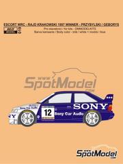 Reji Model: Decoracin escala 1/24 - Ford Escort WRC patrocinado por Sony Car Audio N 12 - Pawel Przybylski (PL) + Krzysztof Geborys (PL) - Rally Rajd Krakowski 1997 - piezas de resina, calcas de agua y manual de instrucciones - para las referencias de Domino DMN24144 y FCD001, o las referencias de Tamiya TAM24144, TAM24153, TAM24171 y TAM24xxx