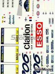 Reji Model: Marking / livery 1/24 scale - Peugeot 206 WRC sponsored by Esso Ultron Clarion #9, 10, 16 - Francois Delecour (FR) + Daniel Grataloup (FR), Gilles Panizzi (FR) + Herv Panizzi (FR), Marcus Grnholm (FI) + Timo Rautiainen (FI) - Catalunya Costa Brava Rally - Rally of Spain 2000 - water slide decals and assembly instructions - for Tamiya reference TAM24267