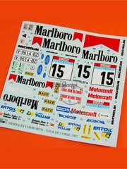 Reji Model: Spare part 1/24 scale - Ford Sierra 500 RS sponsored by Marlboro #15 - Carlos Sainz (ES) + Antonio Boto (ES) - Tour de Corse Rallye de France 1987 - water slide decals - for Reji Model reference REJI-034, or Tamiya references TAM24080 and TAM24081