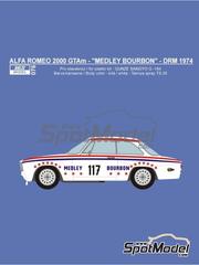 Reji Model: Marking / livery 1/24 scale - Alfa Romeo GTAm sponsored by Medley Bourbon #53, 117 - Michael Bischoff (DE) + Dieter Meyer (DE) - Deutsche Rennsport Meisterschaft DRM, European Touring Car Championship ETCC Brno 1974 and 1975 - water slide decals and assembly instructions