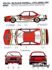 Reji Model 193: Marking / livery 1/24 scale - BMW 635 Csi sponsored by ...