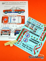 Reji Model: Marking / livery 1/24 scale - Ford Escort RS 1800 sponsored by Andrews Heat for Hire #10 - Russell Brookes (GB) + Paul White (GB) - Great Britain RAC Rally 1979 - resin parts, water slide decals and assembly instructions - for Italeri references 3650, IT3650, ITA3650 and 3655, or Revell references REV07374 and 7374