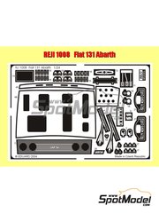 Reji Model: Set de mejora y detallado escala 1/24 - Fiat 131 Abarth  - fotograbados y manual de instrucciones - para las referencias de Italeri 3621, ITA3621, 3621S, 3621.OUTLET, 3662, ITA3662, 3662S, 3662.OUTLET, 3667, ITA3667, 3667S y 3690, o la referencia de Revell REV07311