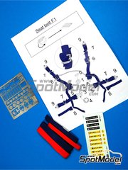 Reji Model: Cinturones escala 1/12 - Cierre de arns de Formula Uno - fotograbados, tela de cinturones y calcas de agua