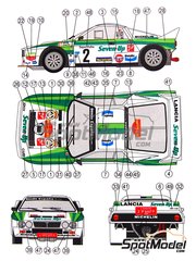 Reji Model: Marking / livery 1/24 scale - Lancia 037 Rally RACC Bendiberica Team sponsored by Seven Up #2 - Salvador Servi (ES) + Jordi Sabater (ES) - Rallye Catalunya 1986 - water slide decals and assembly instructions - for Hasegawa references 20264, 20277, 20299, 20399, 20414, 20447, 20485, 20523, 20566, 20584, 20631, 20681, 20775, 25030, CR-30, 25030.OUTLET, 25031, CR-31, 52305, SP505, HACR30, 25030 and CR-30