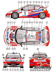 Reji Model: Decoracin escala 1/24 - Peugeot 206 WRC patrocinado por Mobil1 N 2 - Janusz Kulig (PL) + Jaroslaw Baran (PL) - Rally Antibes 2002 - calcas de agua y manual de instrucciones - para las referencias de Tamiya TAM24226, TAM24236, TAM24255, TAM24262 y TAM24267