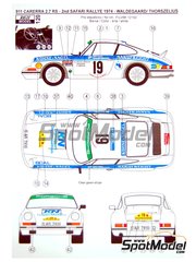 Reji Model: Marking / livery 1/24 scale - Porsche 911 2.7 RS sponsored by Nakufreight #19 - Bjrn Waldegrd (SE) + Hans Thorszelius (SE) - Safari Rally 1974 - water slide decals and assembly instructions - for Fujimi reference FJ12152