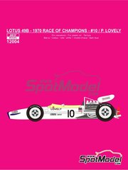 Reji Model: Decoracin escala 1/12 - Lotus Ford type 49B N 10 - Pete Lovely (US) - Carrera de Campeones 1969 - calcas de agua fabricadas con tecnologa digital y manual de instrucciones - para las referencias de Tamiya TAM12004, BS1204 y TAM12053