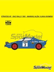 Reji Model: Marking / livery 1/12 scale - Lancia Stratos HF sponsored by Chardonnet #3 - Markku Aln (FI) + Ilkka Kivimki (FI) - Great Britain RAC Rally 1981 - water slide decals manufactured with digital technology and assembly instructions - for Italeri reference 4714