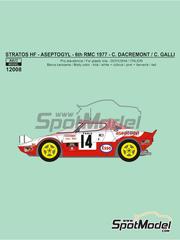 Reji Model: Marking / livery 1/12 scale - Lancia Stratos HF sponsored by Aseptogyl #14 - Christine Dacremont (FR) + Colette Galli (FR) - Monte Carlo Rally - Rallye Automobile de Monte-Carlo 1977 - water slide decals manufactured with digital technology and assembly instructions - for Italeri reference 4714