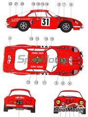 DECALS 1/43 REF 0495 ALPINE RENAULT A110 THERIER RALLYE SAN REMO 1973 RALLY WRC 