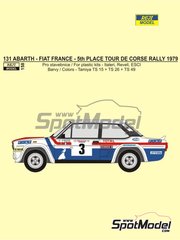 Reji Model: Marking / livery 1/24 scale - Fiat 131 Abarth sponsored by Fiat France #3 - Michele Mouton (FR) + Françoise Conconi (FR) - Tour de Corse 1979 - water slide decals, assembly instructions and painting instructions - for Italeri references 3621, ITA3621, 3621S, 3621.OUTLET, 3662, ITA3662, 3662S, 3662.OUTLET, 3667, ITA3667, 3667S and 3690, or Revell reference REV07311 image