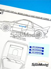 Reji Model: Marking / livery 1/24 scale - Lancia 037 sponsored by Rothmans - Tour de Corse 1984 and 1985 - water slide decals and assembly instructions - for Hasegawa references 25030 and CR-30