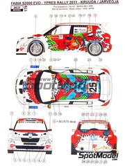 Reji Model: Marking / livery 1/24 scale - Skoda Fabia S2000 Evo ME3 Team sponsored by Tere AS #25 - Karl Kruuda (EE) + Martin Jrveoja (EE) - Ypres Rally 2011 - water slide decals and assembly instructions - for Belkits reference BEL-004