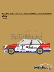 Reji Model: Marking / livery 1/18 scale - BMW M3 E30 Group A BMW Dealer Team sponsored by Marlboro #4 - John Bosch (NL) + Kevin Gormley (GB) - Barum Czech Rally 1990 - water slide decals, placement instructions and tobacco sponsor decals