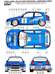 Reji Model: Decoracin escala 1/24 - Toyota Corolla WRC patrocinado por Pepsi N 2 - Henrick Lundgaard (DK) + Jens-Christian Anker (DK) - Rally El Corte Ingles Islas Canarias 2001 - calcas de agua y manual de instrucciones - para las referencias de Hasegawa HASCR-24 y 25024, o las referencias de Revell REV07362 y 7362, o la referencia de Tamiya TAM24209