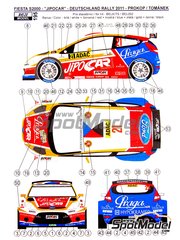Reji Model: Decoracin escala 1/24 - Ford Fiesta S2000 patrocinado por Jipo Car N 21 - Martin Prokop (CZ) + Jan Tomnek (CZ) - Rally de Alemania ADAC 2011 - calcas de agua y manual de instrucciones - para la referencia de Belkits BEL-002