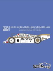 Reji Model: Decoracin escala 1/24 - Porsche 956 Equipo Brun Motorsport patrocinado por Warsteiner N 9 - Walter Brun (CH) + Prinz Leopold von Bayern (DE) + Bob Akin (US) - 24 Horas de Le Mans 1984 - calcas de agua y manual de instrucciones - para las referencias de Tamiya TAM24047, 2447, TAM24049, TAM24232, TAM24309 y TAM24314