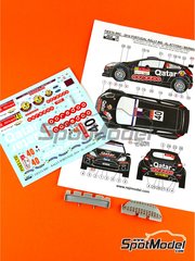 Reji Model: Marking / livery 1/24 scale - Ford Fiesta RRC sponsored by Qatar #40 - Nasser Al-Attiyah (QA) + Arnaldo Bernacchini (IT) - Vodafone Portugal Rally  2014 - resin parts, water slide decals and assembly instructions - for Belkits reference BEL-003