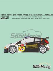 Reji Model: Decoracin escala 1/24 - Ford Fiesta S2000 Equipo Symtech Racing patrocinado por Vinz, Winmax N 2 - Hayden Paddon (NZ) + John Kennard (NZ) - Rally Geko Ypres 2013 - piezas de resina, calcas de agua y manual de instrucciones - para la referencia de Belkits BEL-002