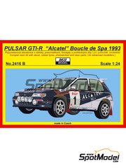 Reji Model: Car scale model kit 1/24 scale - Nissan Pulsar GTI-R sponsored by Alcatel #1 - Grgoire de Mevius (BE) + Willy Lux (BE) - Boucles de SPA 1993 - resin multimaterial kit