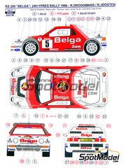 Reji Model: Car scale model kit 1/24 scale - Ford RS200 sponsored by Belga #5 - Robert Droogmans (BE) + Ronny Joosten (BE) - Ypres 24 Hours Rally 1986 - resin multimaterial kit