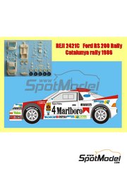 Reji Model: Car scale model kit 1/24 scale - Ford RS200 sponsored by Marlboro #4 - Antonio Zanini (ES) + Josep Autet (ES) - Catalunya Costa Dorada RACC Rally 1986 - resin multimaterial kit