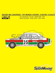 Reji Model: Marking / livery 1/24 scale - Ford Escort Mk. I Zakspeed sponsored by RTL, Castrol #35 - Hans Heyer (DE) - 4 Hours Monza 1974 - resin parts, rubber parts, water slide decals and assembly instructions - for Belkits references BEL006, BEL-006, BEL007 and BEL-007