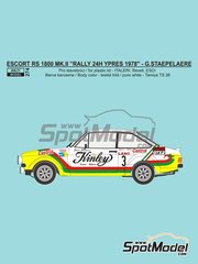 Reji Model: Marking / livery 1/24 scale - Ford Escort RS 1800 Mk. II sponsored by Kinley #3 - Gilbert Staepelaere (BE) + Fredy Franssen (BE) - Ypres Rally 1978 - water slide decals and assembly instructions - for ESCI references 3009, 3021 and 3049, or Italeri references 3650, IT3650, ITA3650 and 3655, or Revell references REV07374 and 7374