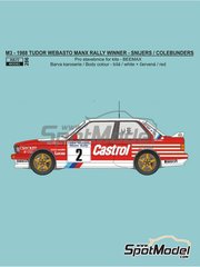 Reji Model: Marking / livery 1/24 scale - BMW M3 E30 Rally sponsored by Castrol #2 - Patrick Snijers (BE) + Dany Colebunders (BE) - Tudor Webasto Manx International Rally 1988 - water slide decals and assembly instructions - for Beemax Model Kits references B24016 and BX24029