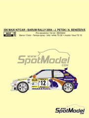 Decals 1/32 ref 1253 peugeot 306 maxi kit car bonfils rally mont blanc 2007 