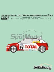 Reji Model: Marking / livery 1/24 scale - Peugeot 306 Maxi Kitcar sponsored by Total #47 - Tomas Vojtech (CZ) + Step&aacute;n Vojtech (CZ) - Czech Rally Championship 1997 - water slide decals and assembly instructions - for Nunu reference PN24009 image