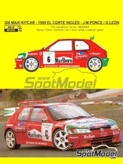 Reji Model: Marking / livery 1/24 scale - Peugeot 306 Maxi Kitcar sponsored by Marlboro #6 - Jose Mar&iacute;a Ponce (ES) + Gaspar Le&oacute;n (ES) - El Corte Ingles Rally Islas Canarias 1999 - water slide decals and assembly instructions - for Nunu reference PN24009 image