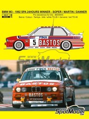 Reji Model: Decoracin escala 1/24 - BMW M3 E30 Equipo Bigazzi patrocinado por Fina Bastos N 5 - Steve Soper (GB) + Christian Danner (DE) + Jean-Michel Martin (BE) - 24 Horas de SPA Francorchamps 1992 - calcas de agua y manual de instrucciones - para las referencias de Beemax Model Kits B24007, Aoshima 098196 y B24019, o las referencias de Nunu PN24014, PN-24014, PN24017, PN-24017, PN24019 y PN-24019