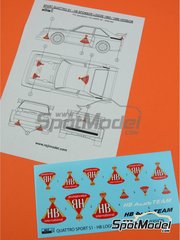 Reji Model: Logotypes 1/24 scale - Audi Quattro Sport S1 Group B Audi Team Team sponsored by HB International 1985 and 1986 - water slide decals, assembly instructions and tobacco sponsor decals - for Beemax Model Kits references B24017, 103982 and BX24035