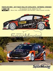 Reji Model: Decoracin escala 1/24 - Ford Fiesta RS WRC patrocinado por Onebet N 14 - Mads Ostberg (NO) + Torstein Erisken (NO) - Rally de Catalua Costa Dorada RACC 2017 - calcas de agua, manual de instrucciones e instrucciones de pintado - para las referencias de Belkits BEL012, BEL-012, BEL013 y BEL-013