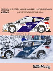 Reji Model: Decoracin escala 1/24 - Ford Fiesta WRC Equipo Flying Finn patrocinado por Konecranes N 1 - Valtteri Bottas (FI) + Timo Rautiainen (FI) - Rally del rtico - Arctic Lapland Rallye 2019 - calcas de agua y manual de instrucciones - para las referencias de Belkits BEL012, BEL-012, BEL013 y BEL-013