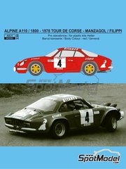 DECALS 1/18 REF 539 ALPINE RENAULT A110 THERIER TOUR AUTO 1972 RALLYE RALLY 