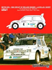 Reji Model: Marking / livery 1/24 scale - MG Metro 6R4 #4 - David Llewellin (GB) + Phil Short (GB) - Circuit of Ireland International Rally 1986 - water slide decals and assembly instructions - for Belkits references BEL015, BEL-015, BEL016 and BEL-016 image