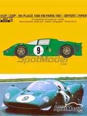 Reji Model: Decoracin escala 1/24 - Ferrari 412 P / 330P Equipo Maranello Concessionaires N 9 - Joseph 'Jo' Siffert (CH) + David Piper (GB) - 1000 Kms de Paris 1967 - calcas de agua y manual de instrucciones - para las referencias de Fujimi FJ12104, 2, 2500, FJ12111, 1034, 2800, HR-1034, FJ12351, FJ123516, FJ12357, FJ123707, HR-34, FJ125756, RS-48, FJ125756-SPRUE-A y FJ23073