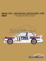 Reji Model: Marking / livery 1/24 scale - BMW M3 E30 Group A sponsored by Fina #7, 10 - Marc Duez (BE) + Alain Lopes (BE) - Ypres 24 Hours Rally, Portugal Rally - Vinho do Porto, Tour de Corse Rallye de France 1989 - water slide decals and assembly instructions - for Beemax Model Kits references B24016 and BX24029