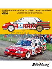 Reji Model: Decoracin escala 1/24 - Ford Sierra Cosworth 4x4 Grupo A Equipo Bastos Ford Rally  patrocinado por Castrol N 4 - Patrick Snijers (BE) + Dany Colebunders (BE) - Rally Barum de la Republica Checa 1991 - piezas impresas en 3D, fotograbados, piezas de resina, calcas de agua, instrucciones de colocacin y calcas de sponsors de tabaco - para las referencias de D.Modelkits DM-K001 y DM-K002