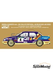 Reji Model: Decoracin escala 1/24 - Ford Sierra Cosworth 4x4 Grupo A patrocinado por Q8 Oils N 4, 8 - Francois Delecour (FR) + Anne-Chantal Pauwels (FR), Alessandro Fiorio (IT) + Luigi Pirollo (IT) - Rally de Portugal - Vinho do Porto 1991 - piezas de resina, calcas de agua e instrucciones de colocacin - para la referencia de D.Modelkits DM-K001