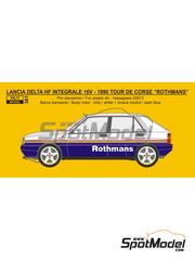Reji Model: Logotypes 1/24 scale - Lancia Delta HF Integrale 16V Group N sponsored by Rothmans - Tour de Corse Rallye de France 1990 - water slide decals, placement instructions and tobacco sponsor decals - for Hasegawa reference 20573