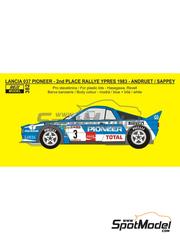 Reji Model: Marking / livery 1/24 scale - Lancia Rally 037 Chardonnet Team sponsored by Pioneer #3 - Jean-Claude Andruet (FR) + Franoise Sappey (FR) - Ypres 24 Hours Rally 1983 - resin parts, water slide decals and placement instructions - for Hasegawa references 20264, 20277, 20299, 20399, 20414, 20447, 20485, 20523, 20566, 20584, 20631, 20681, 20775, 25030, CR-30, 25030.OUTLET, 25031, CR-31, 52305, SP505, HACR30, 25030 and CR-30